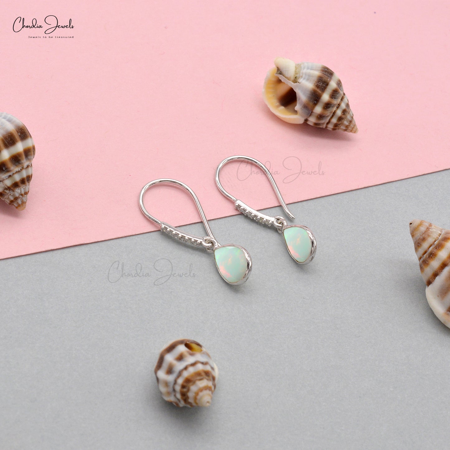 Fish Hook Gemstone Earrings For Gift