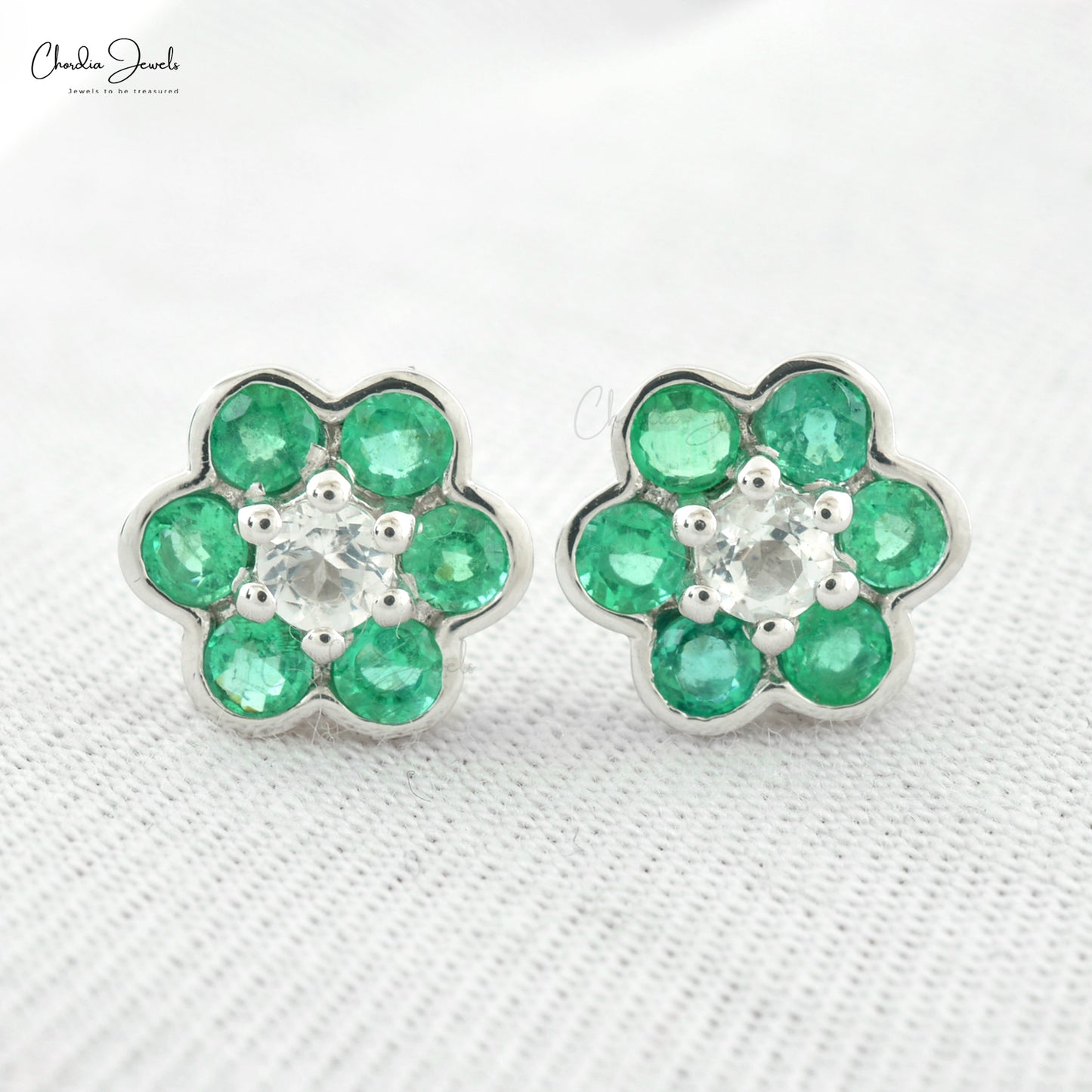Emerald & White Topaz Earrings