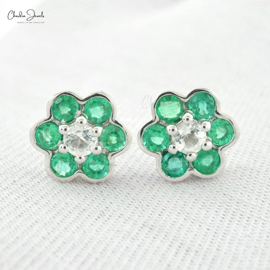 Emerald & White Topaz Earrings