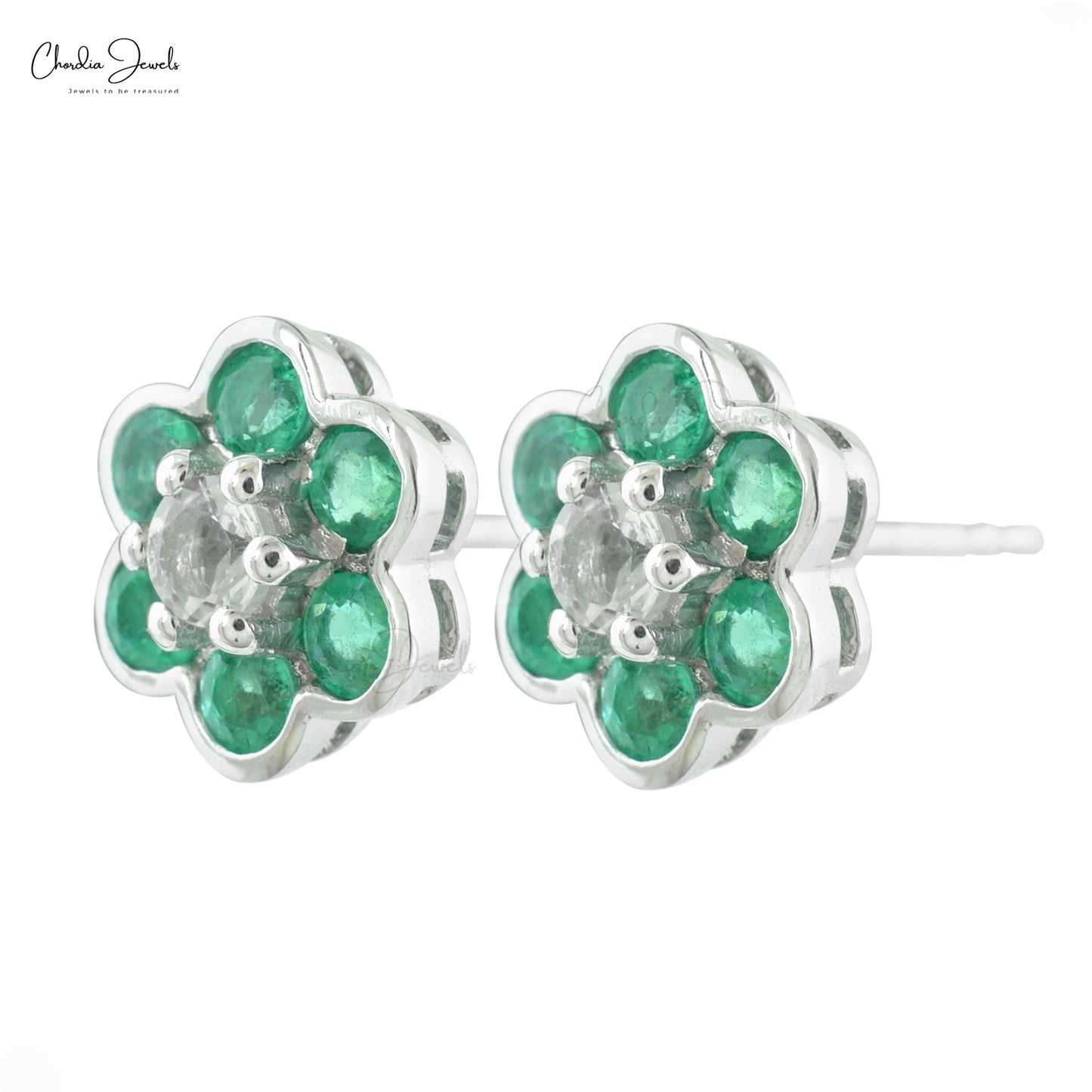 Emerald Floral Studs