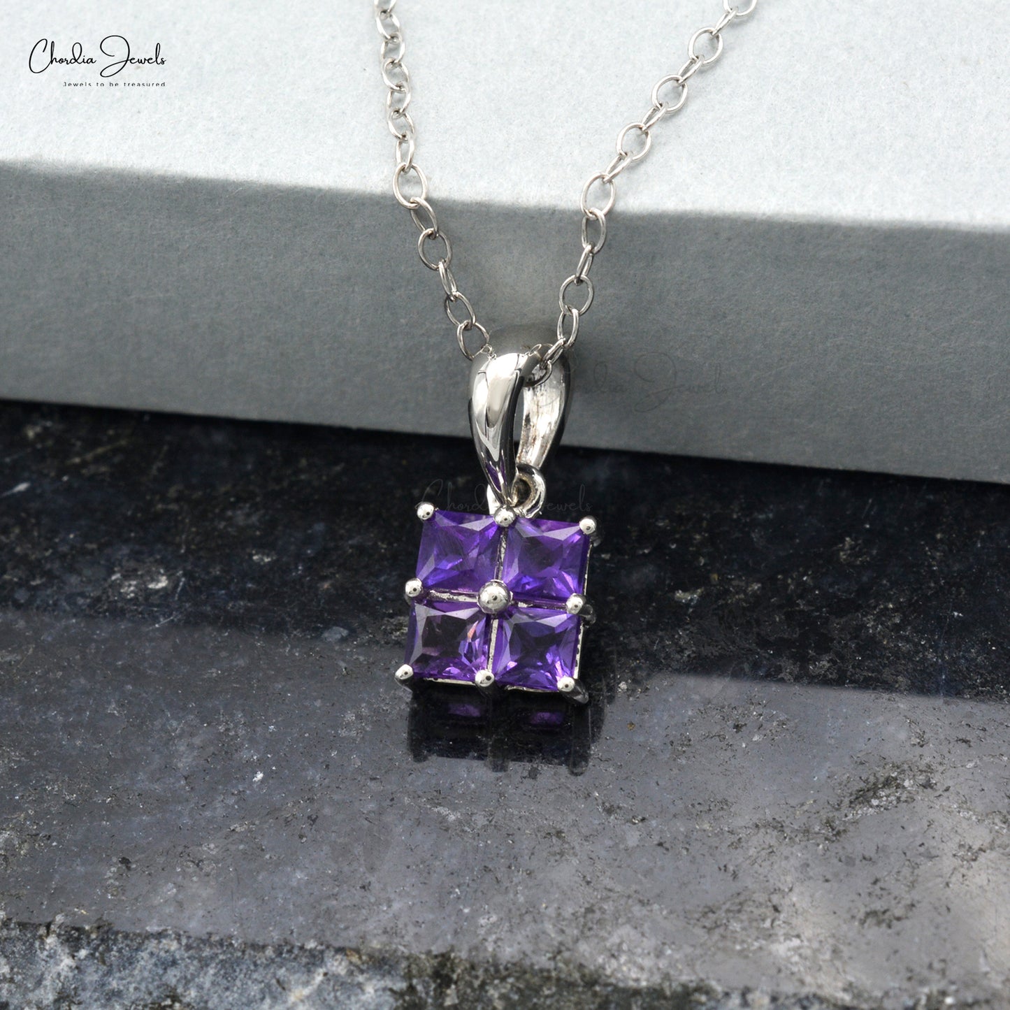 10.05 mm Amethyst Necklace in White Gold | Shane Co.