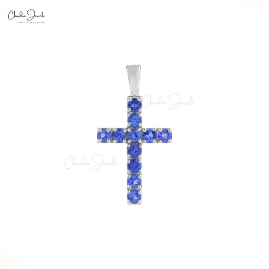 TBJ ,Cross Tanzanite pendant with natural light blue Gemstone necklace oval  3*5mm 4 pieces 925 sterling silver fine jewelry