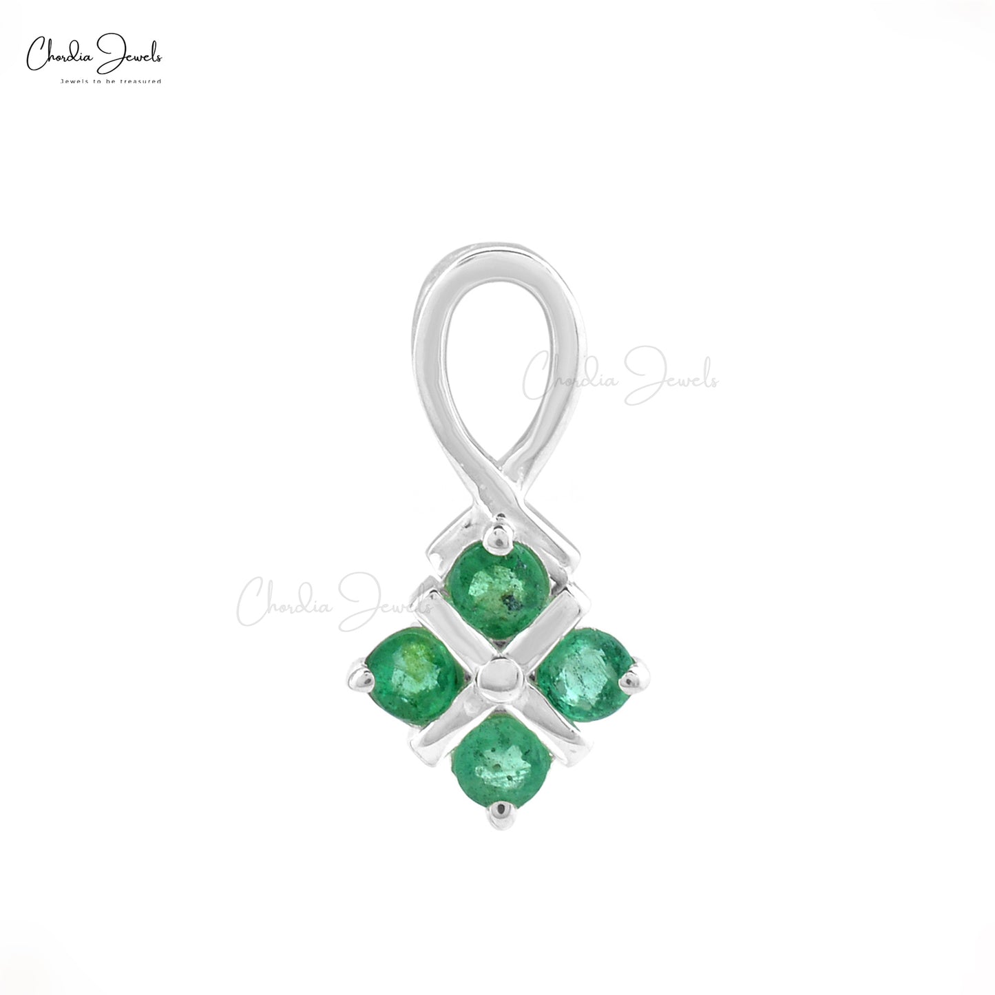 Load image into Gallery viewer, Twisted Pendant With Emerald Gemstone Solid 14k White Gold May Birthstone Unique Pendant
