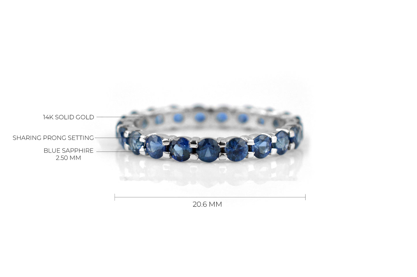 Stacking Gemstone Ring In 14k Pure White Gold Blue Sapphire Full Eternity Band Rings