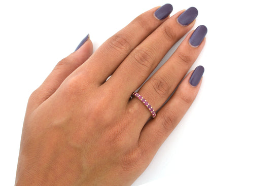 Pure 14k Yellow Gold Stackable Band With 2.5mm Ruby July Birthstone Eternity Rings