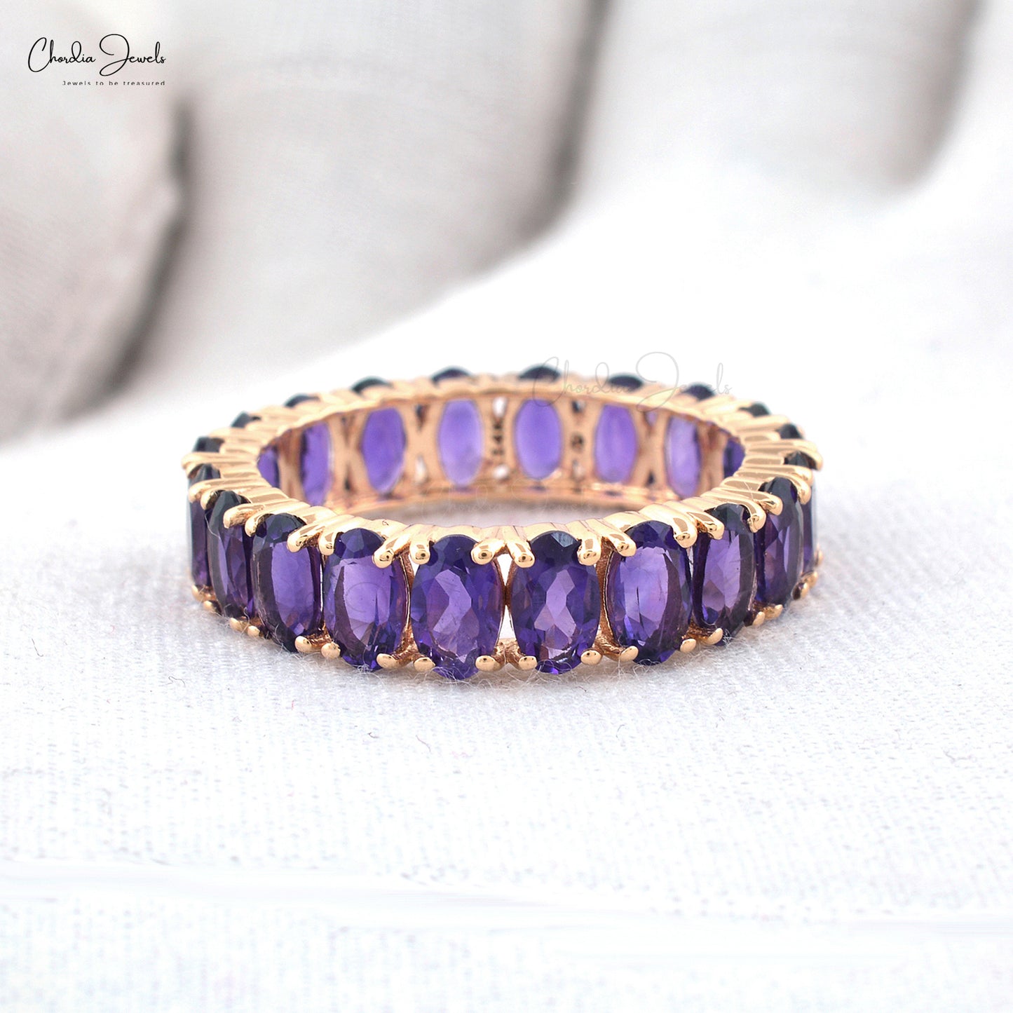 Load image into Gallery viewer, amethyst eternity band
