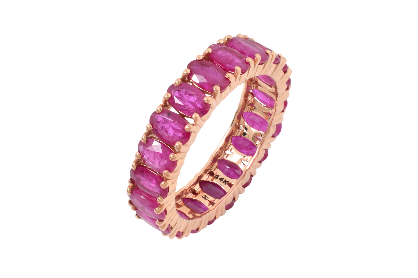 Eternity Bridal Band With 5x3mm Ruby Prong Set In 14k Rose Gold Promise Ring Size US6