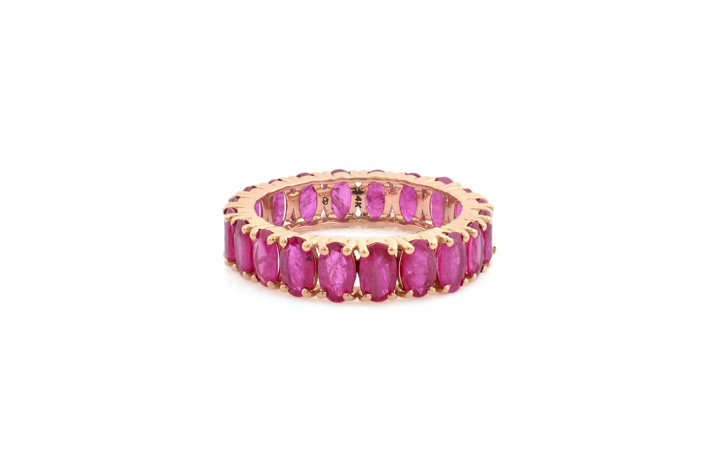 Eternity Bridal Band With 5x3mm Ruby Prong Set In 14k Rose Gold Promise Ring Size US6