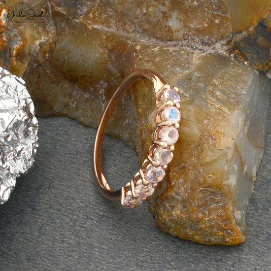 Chordia Jewels 14k Rose Gold Rainbow Moonstone Eternity Band