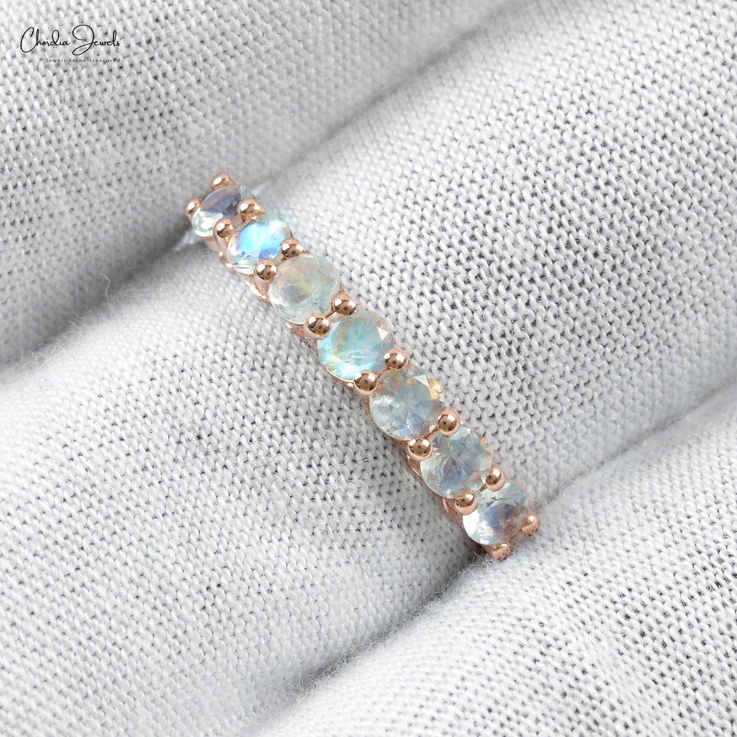Luxury Rainbow Moonstone Eternity Band for Special Occasions