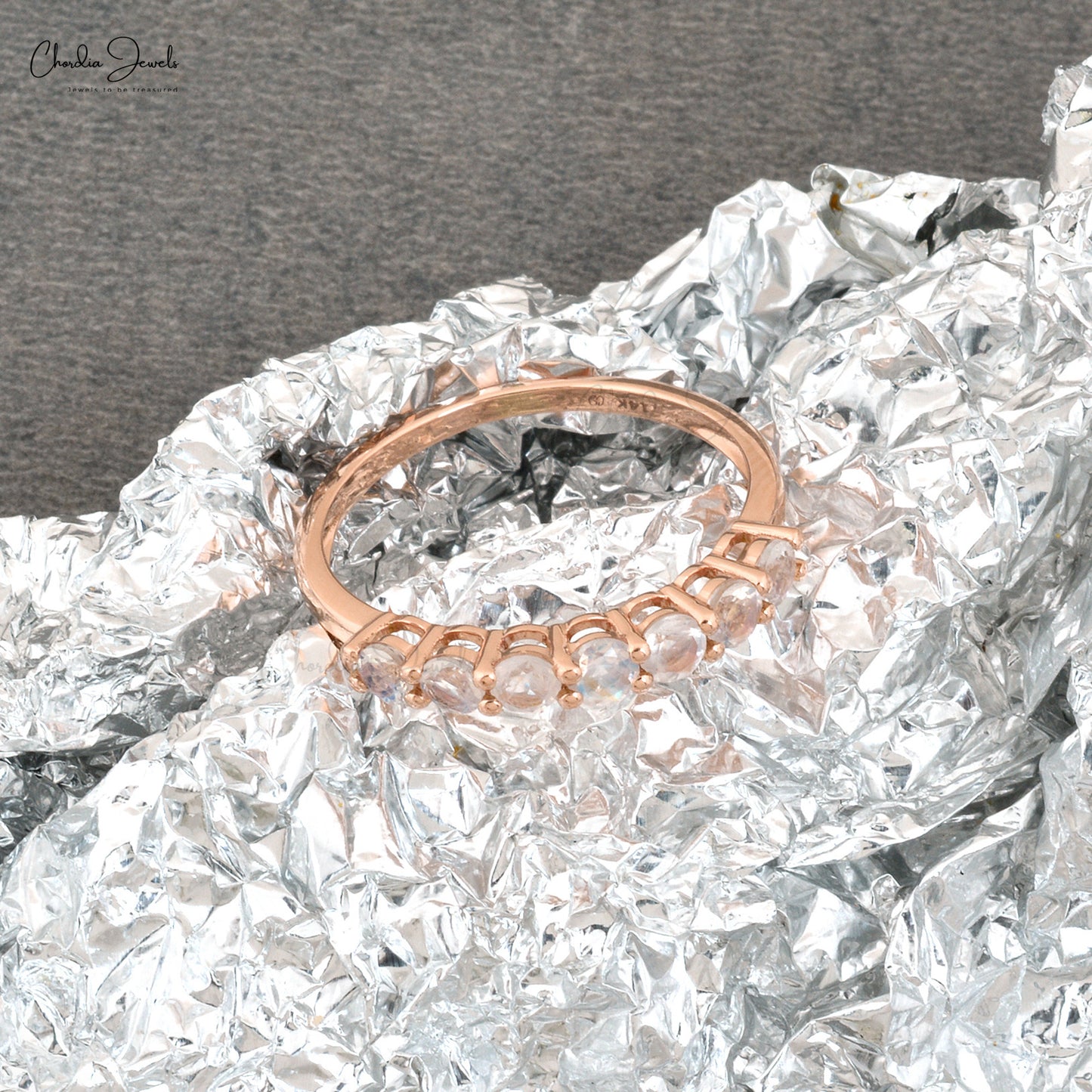 Dainty Rainbow Moonstone Gold Band – Stackable Fine Jewelry