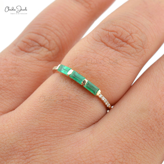 Natural Emerald Engagement Ring