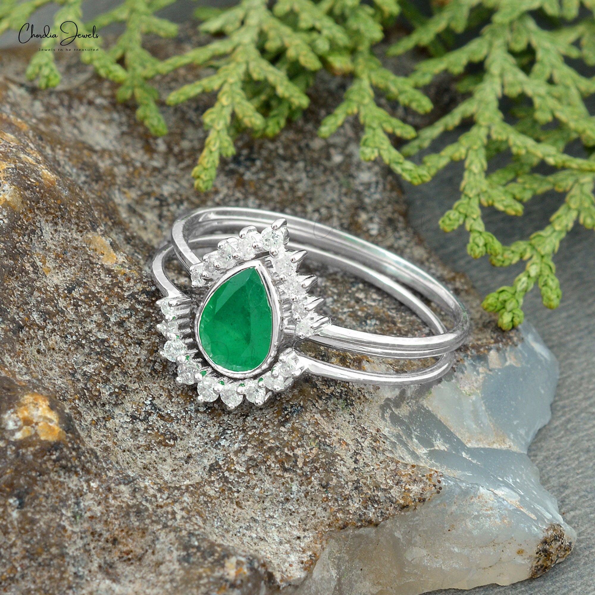 East-West Emerald Ring - 0.69ct TW - Eshli Fine Jewelry