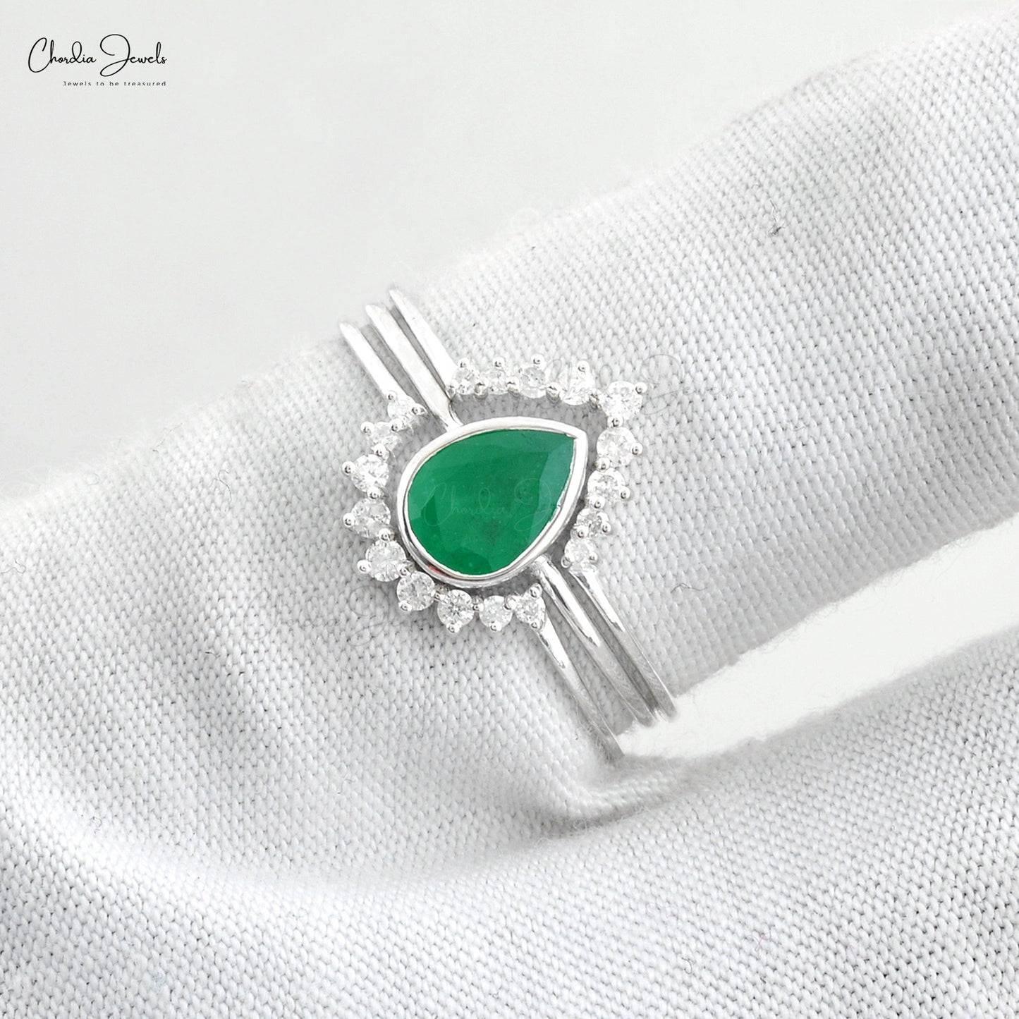 Natural Emerald Engagement Ring