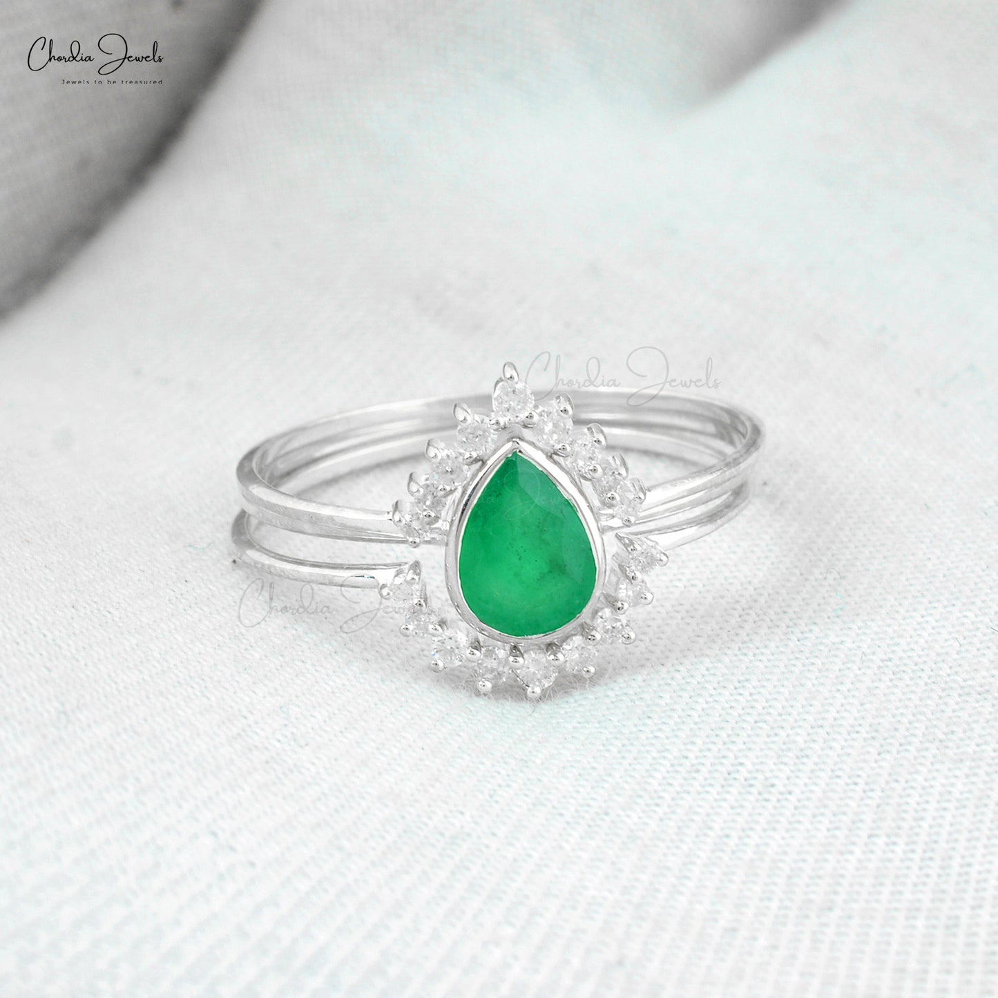 Natural Emerald Engagement Ring