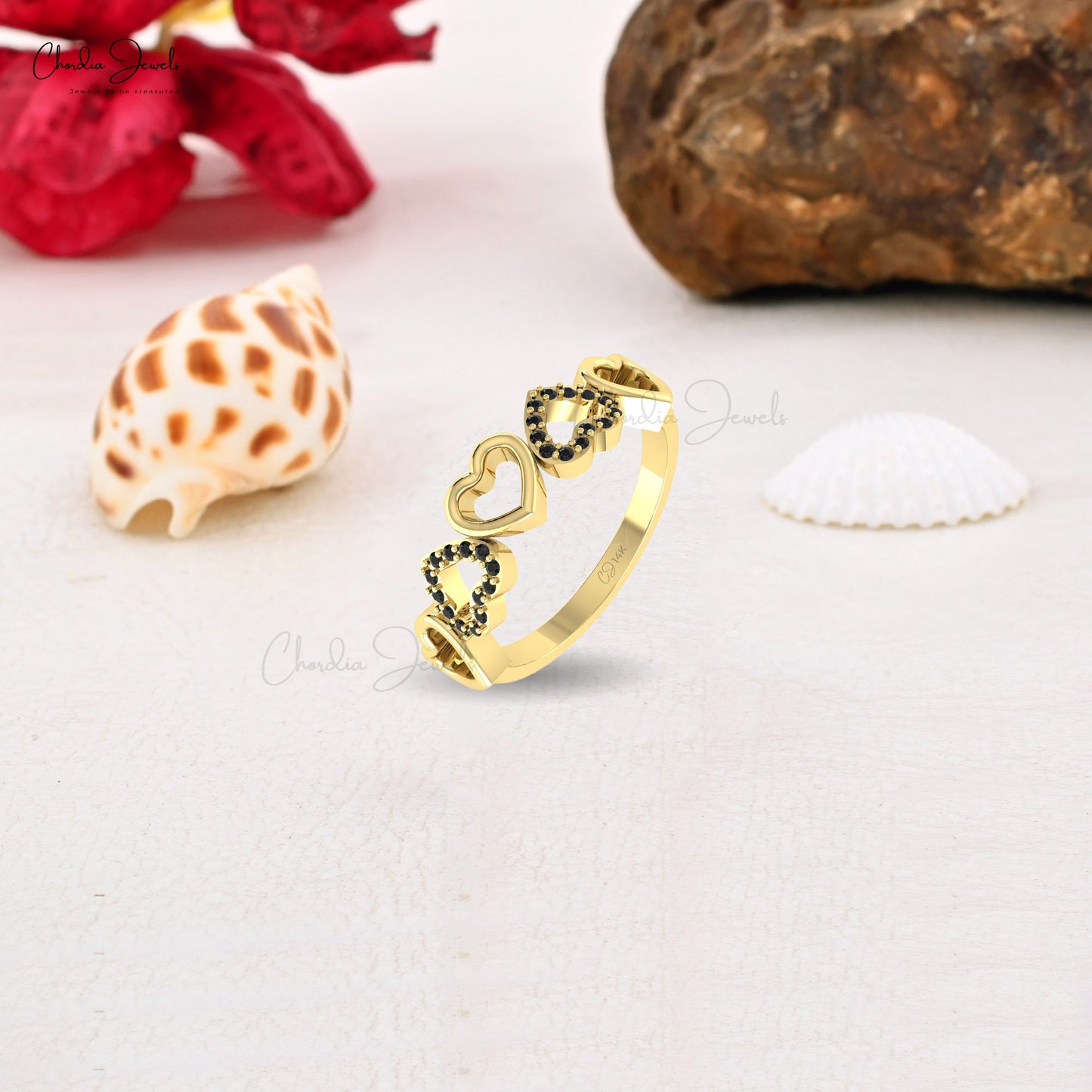 Genuine Black Diamond Solitaire Ring In Solid 4k Gold Single Stone Wedding Fine Jewelry
