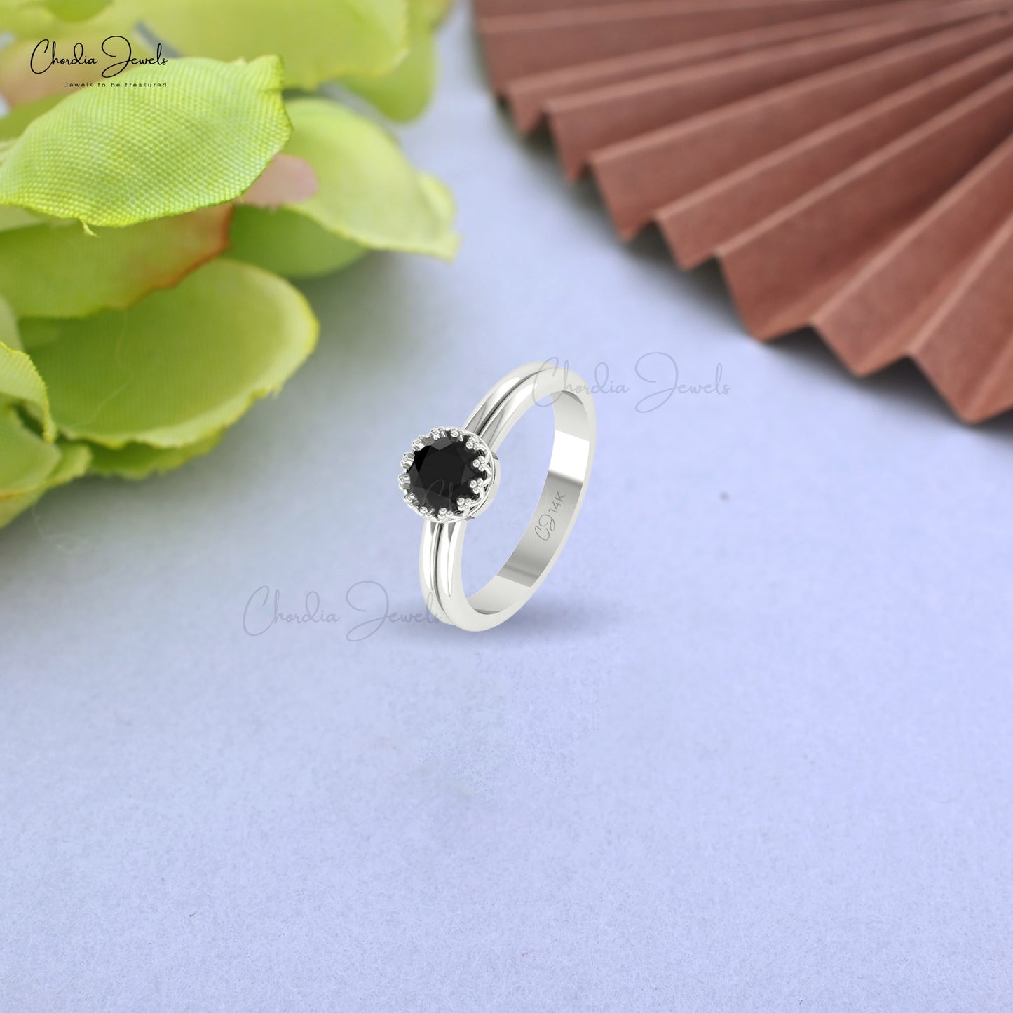 Genuine Black Diamond Solitaire Ring In Solid 4k Gold Single Stone Wedding Fine Jewelry
