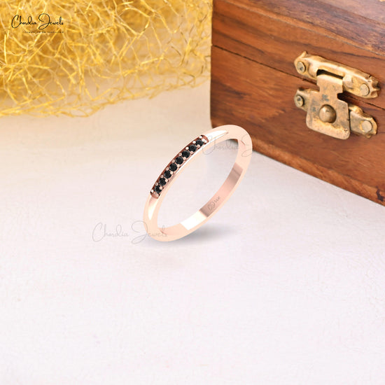 Solid 14k Gold Stackable Black Diamond Ring