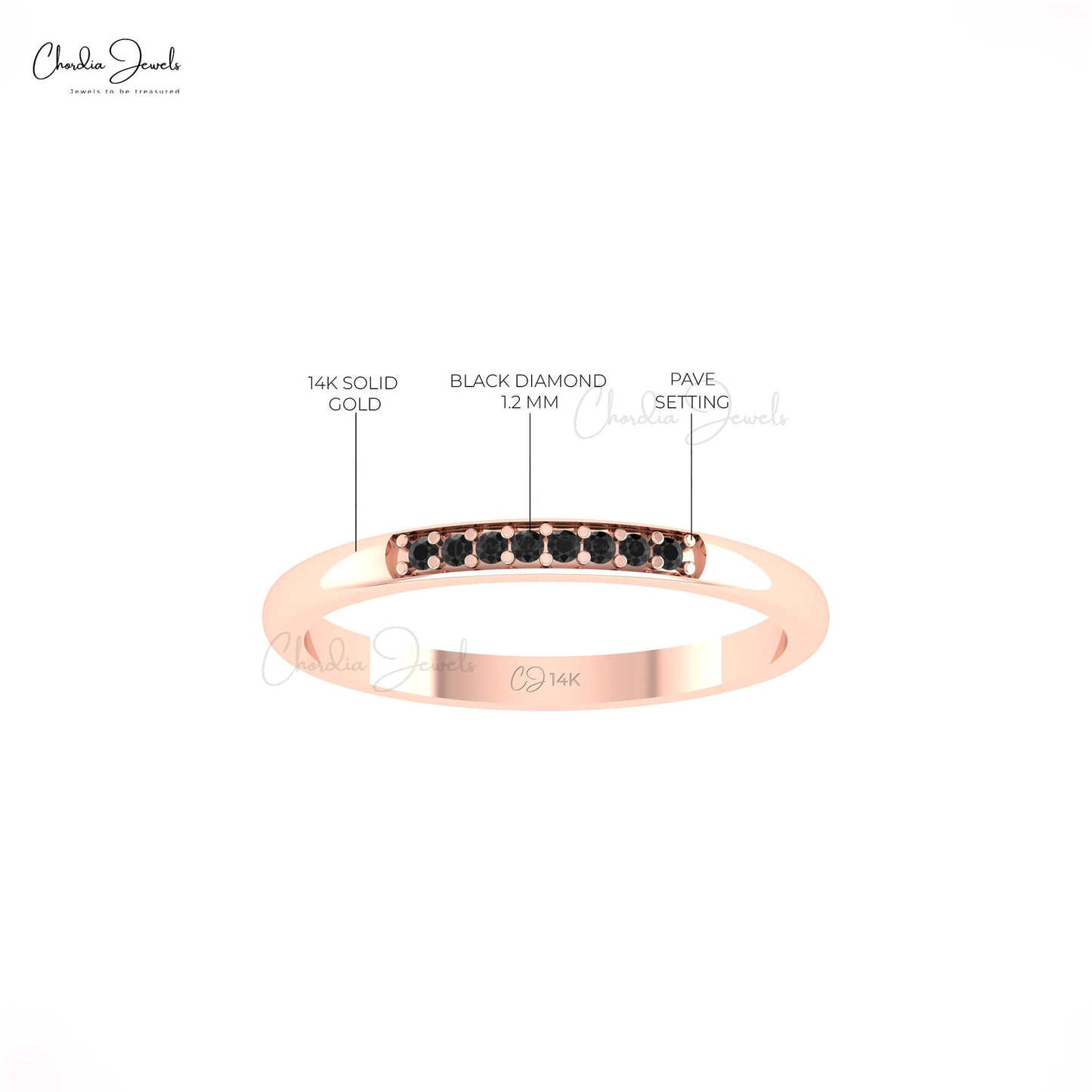 Women’s Black Diamond Stacking Ring in 14k Gold