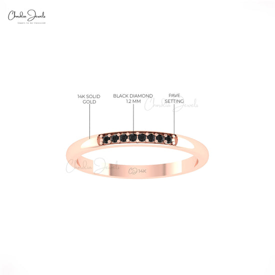 Women’s Black Diamond Stacking Ring in 14k Gold