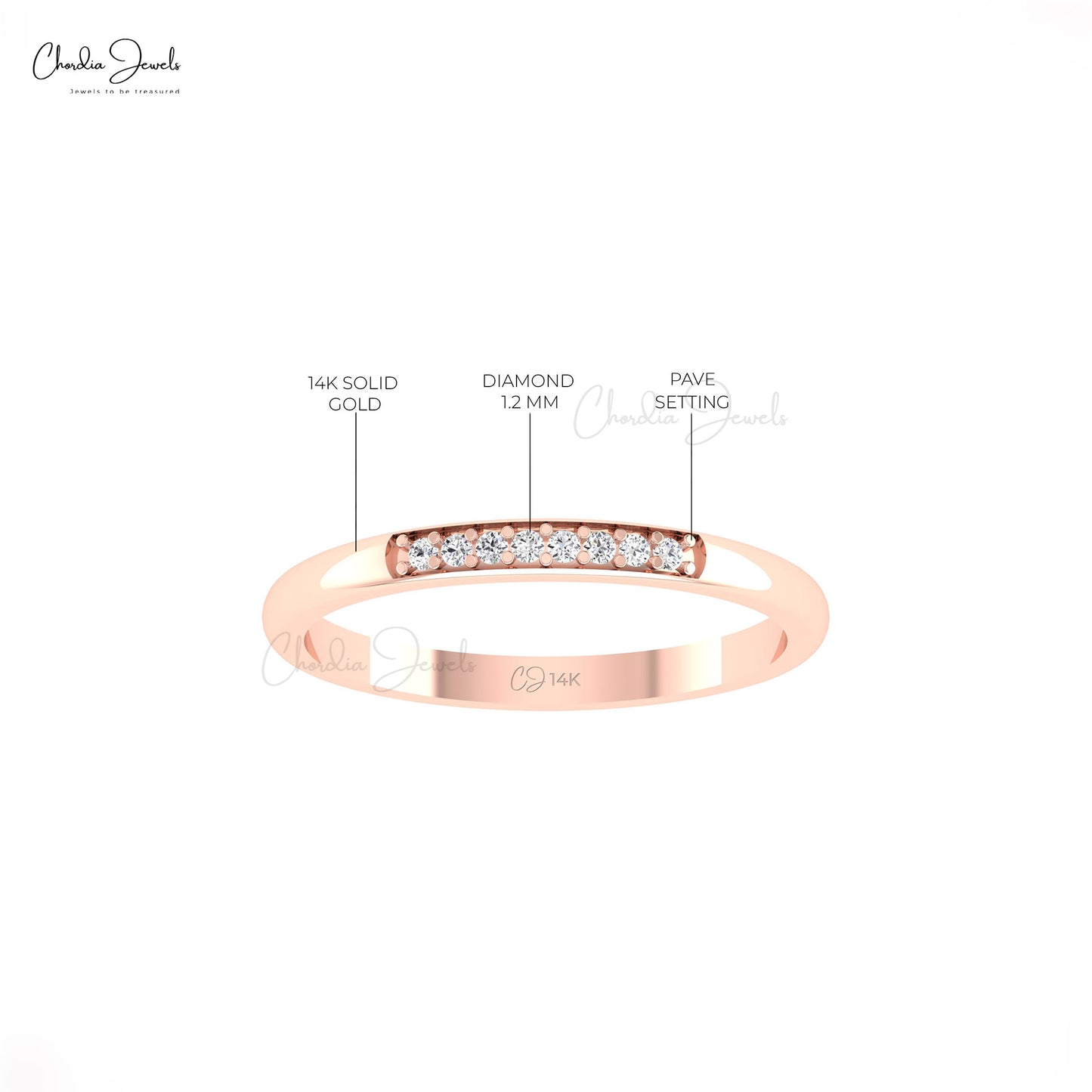 Women’s Round Diamond Pave Channel Wedding Band