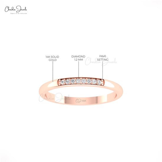 Women’s Round Diamond Pave Channel Wedding Band