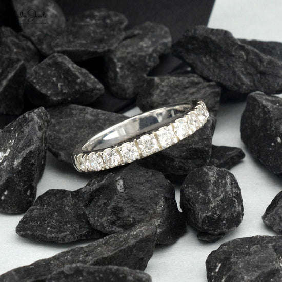 0.83 Carat G-H Quality White Diamond Half Eternity Band - Chordia Jewels