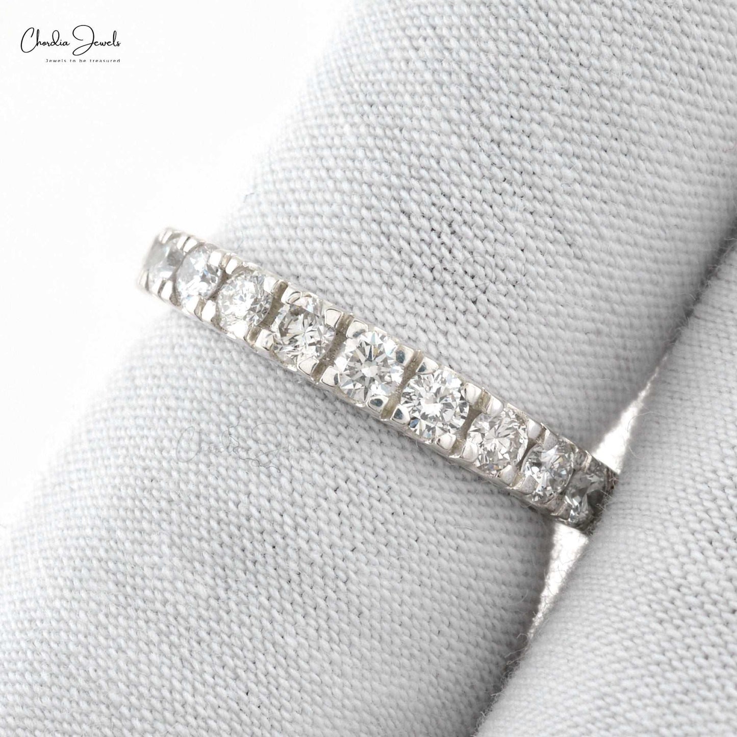 0.83 Carat G-H Quality White Diamond Half Eternity Band - Chordia Jewels