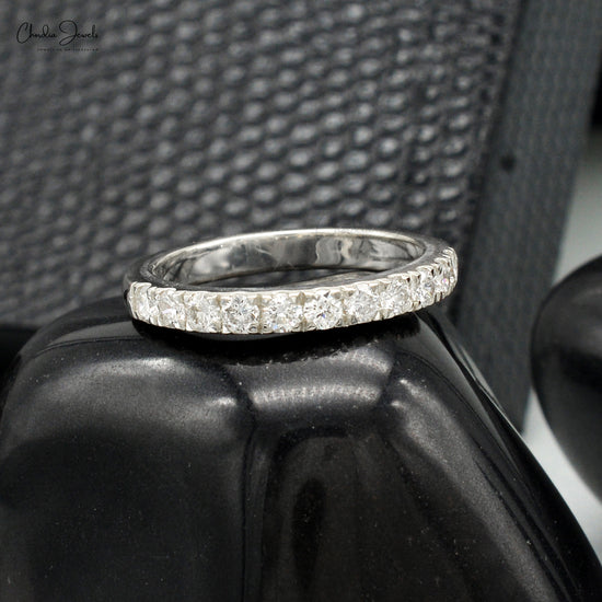 Chordia Jewels 14k White Gold 2.4mm Pave Diamond Half Eternity Band