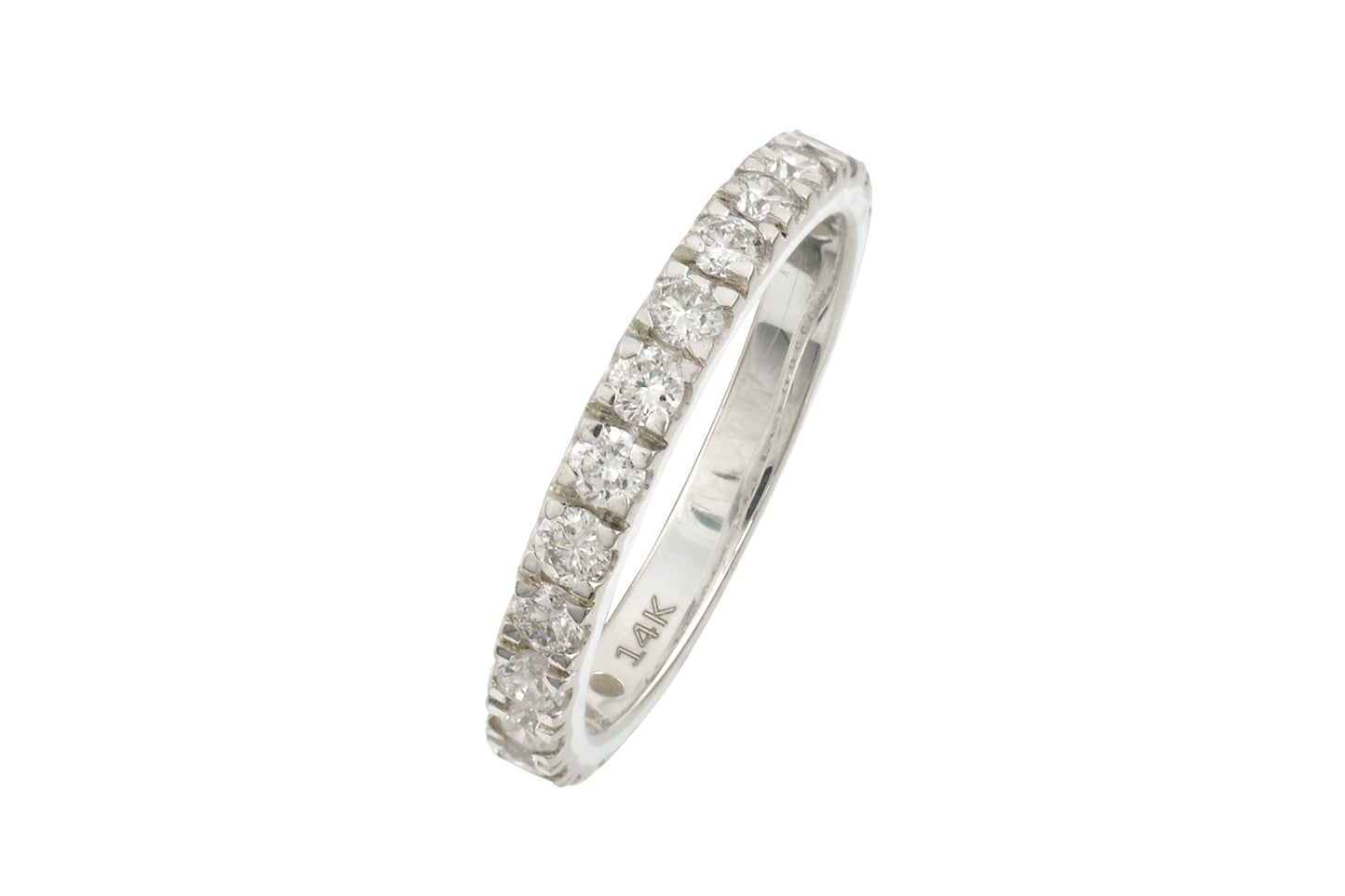 Genuine Diamond Half Way Band In 14k White Gold Dainty Eternity Stackable Bridal Ring
