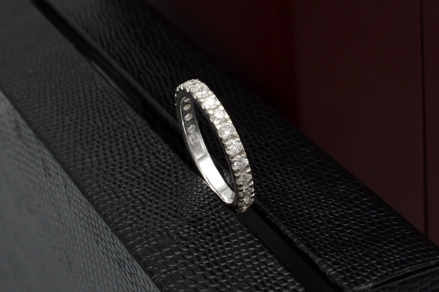 Genuine Diamond Half Way Band In 14k White Gold Dainty Eternity Stackable Bridal Ring