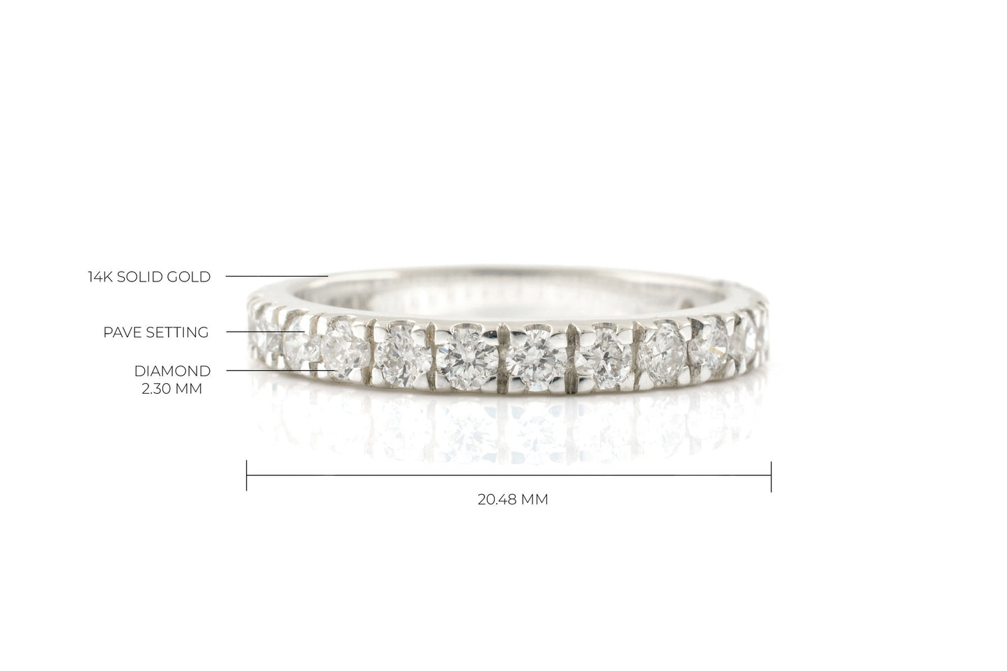 Genuine Diamond Half Way Band In 14k White Gold Dainty Eternity Stackable Bridal Ring