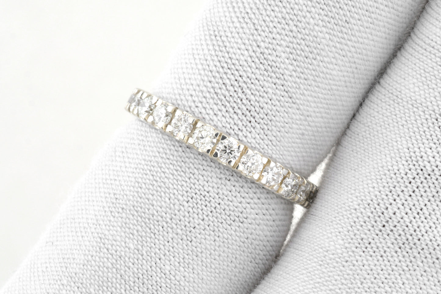 Genuine Diamond Half Way Band In 14k White Gold Dainty Eternity Stackable Bridal Ring