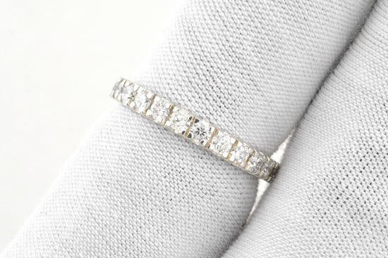 Genuine Diamond Half Way Band In 14k White Gold Dainty Eternity Stackable Bridal Ring