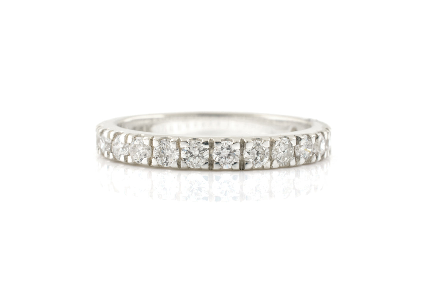 Genuine Diamond Half Way Band In 14k White Gold Dainty Eternity Stackable Bridal Ring