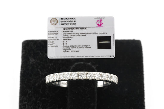Dainty Half Eternity Ring In Pure 14k White Gold Pave Diamond 1.7mm Round Promise Band
