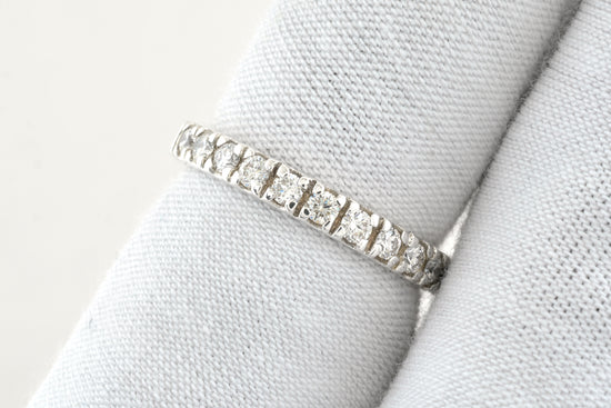White Diamond 2mm Round Eternity Band 14k Real White Gold April Birthstone Ring