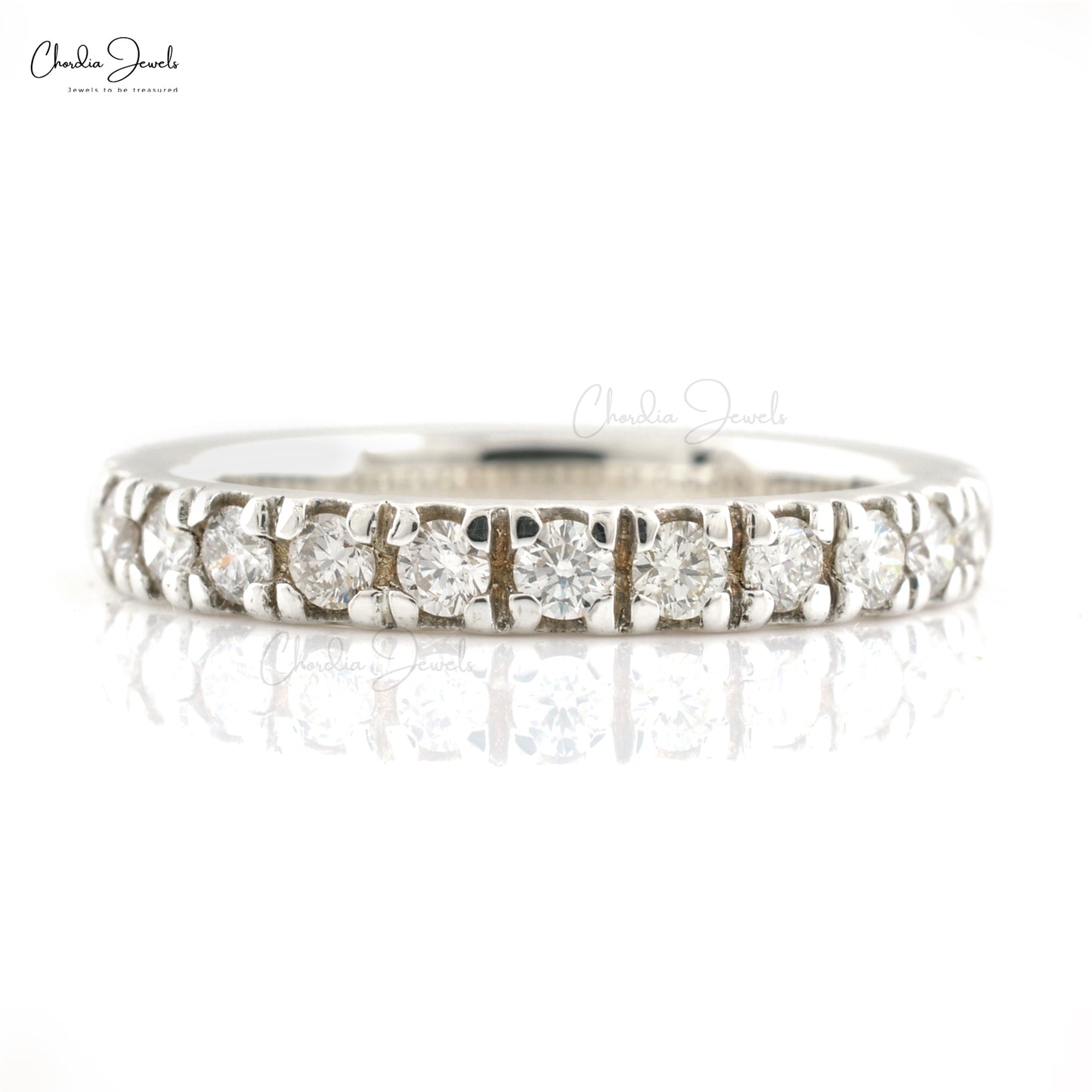 White Gold Diamond Pave Band for Stacking or Bridal Wear