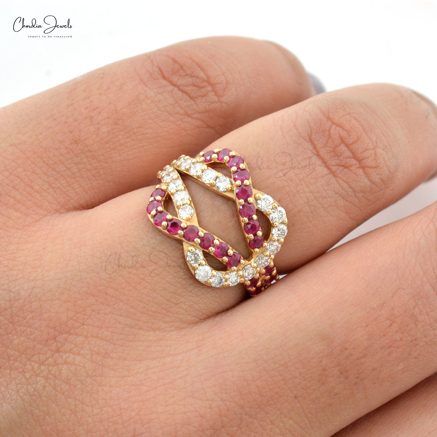 Buy Natural Ruby Crossover Ring in 14k Yellow Gold July Birthstone