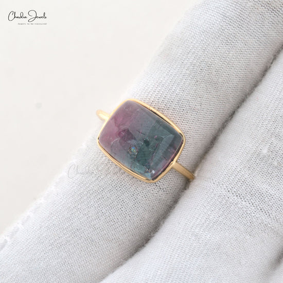 Natural 10.42ct Bio Tourmaline Gemstone Ring 14k Solid Yellow Gold Solitaire Ring For Women
