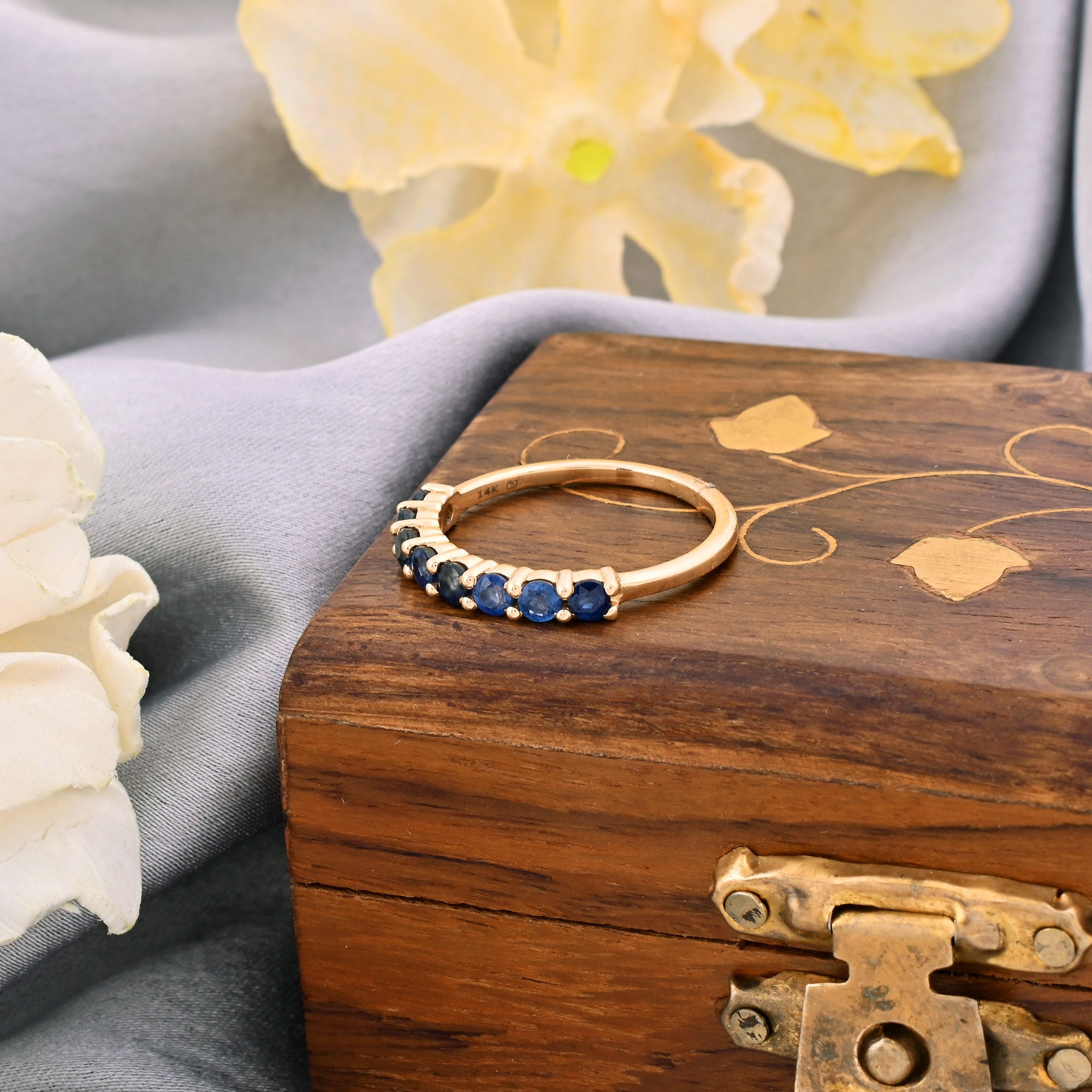 Shop Blue Sapphire Eternity Bands in Real 14k Gold By Chordia Jewels