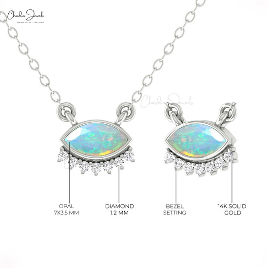Marquise Cut Opal Necklace