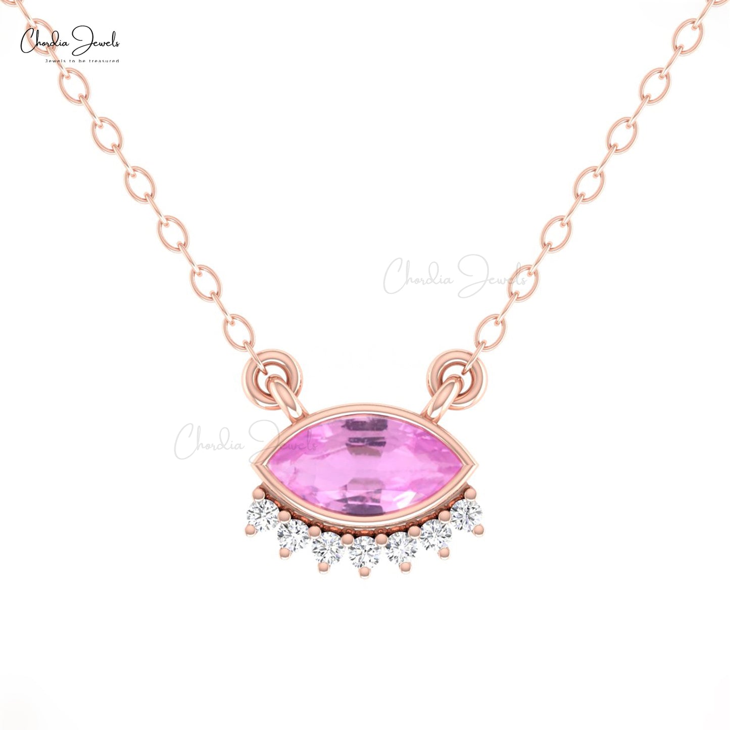 Marquise Pink Sapphire Necklace