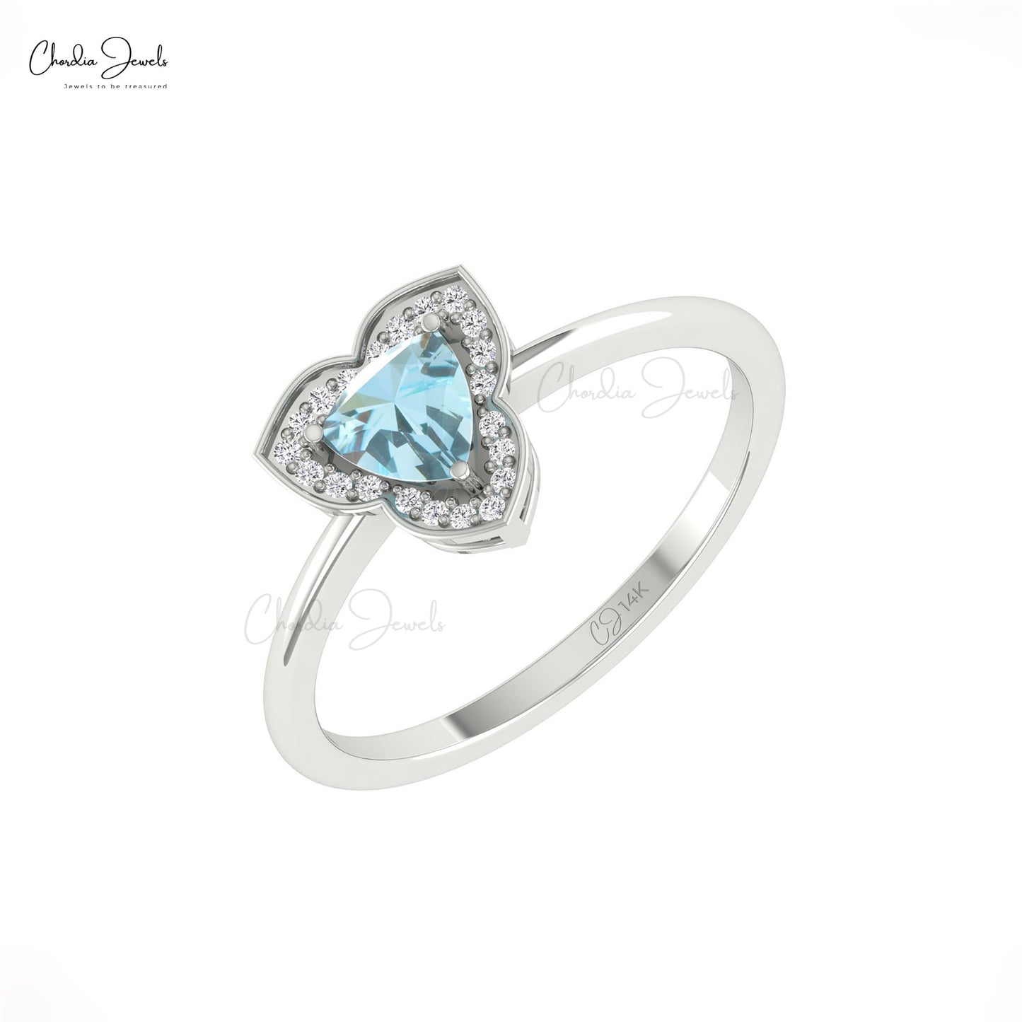 Trillion Aquamarine Gemstone Dainty Ring