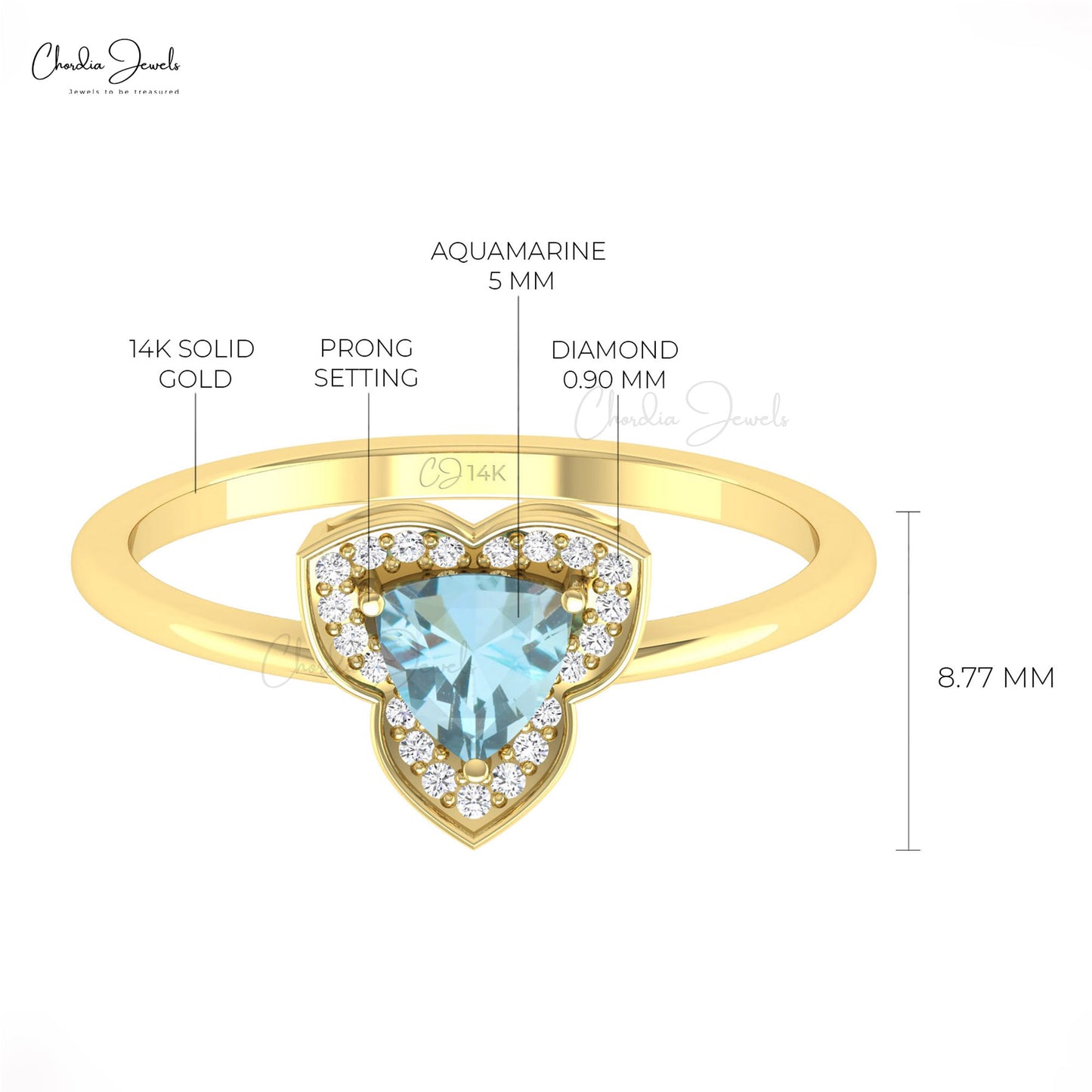 14K GOLD AQUAMARINE RING