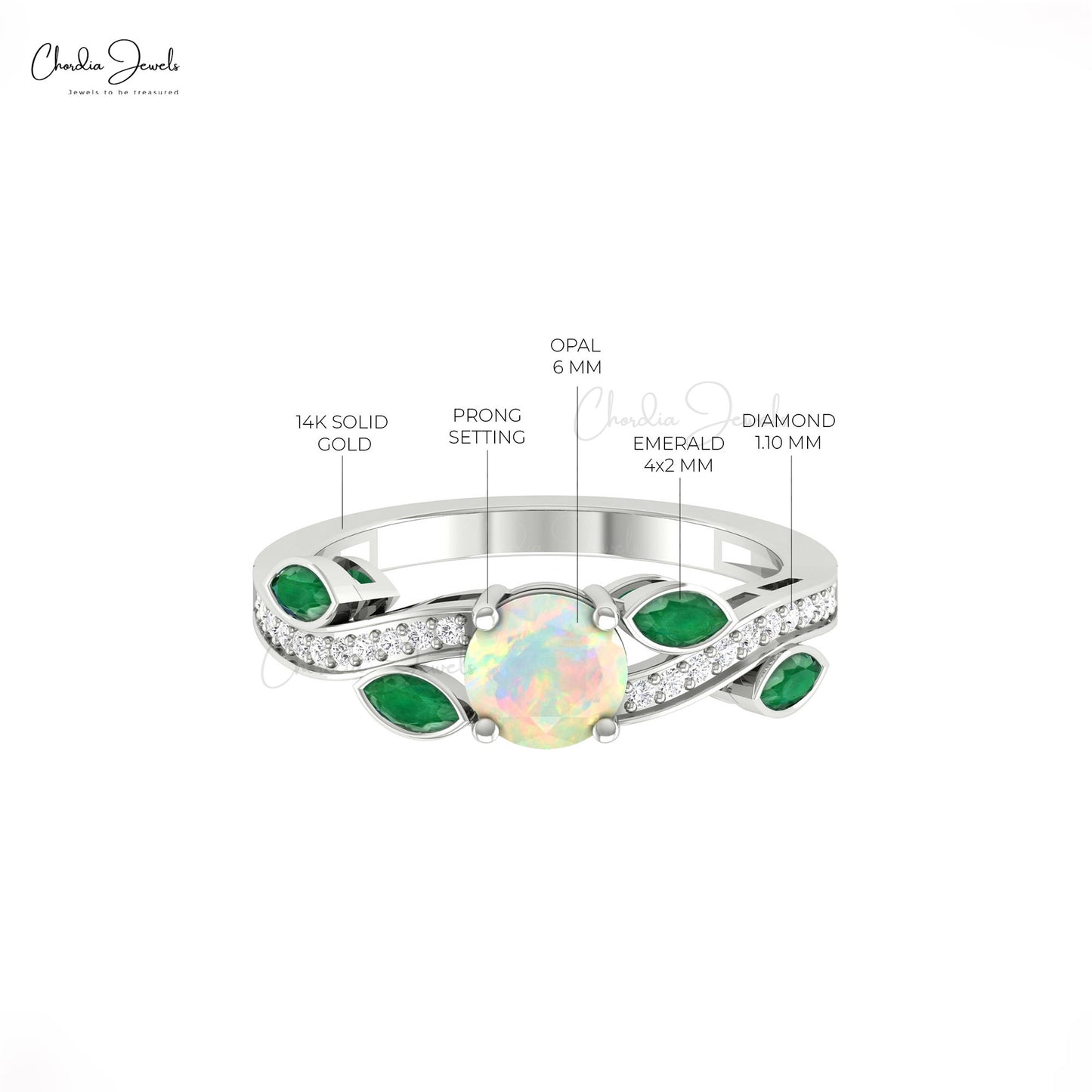 Round Cut Opal Ring