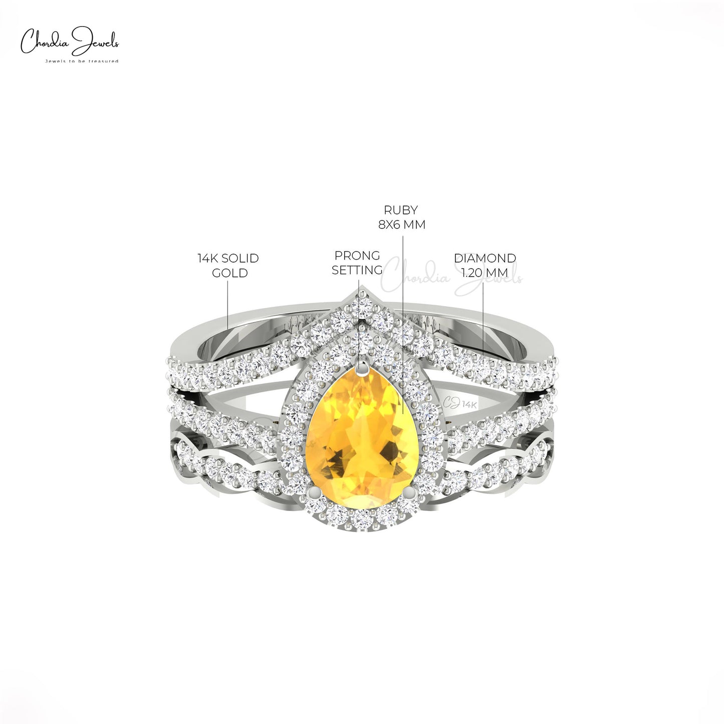 Stunning 14k Solid Gold Handcrafted Ring Genuine Citrine & Diamond Halo Promise Ring For Her