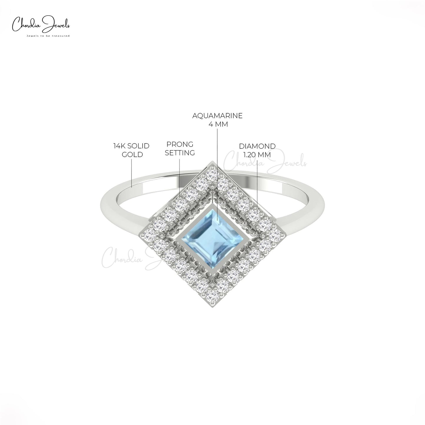 Load image into Gallery viewer, Classic 14k Gold Diamond Halo Engagement Ring Authentic Aquamarine Gemstone Bezel Set Ring
