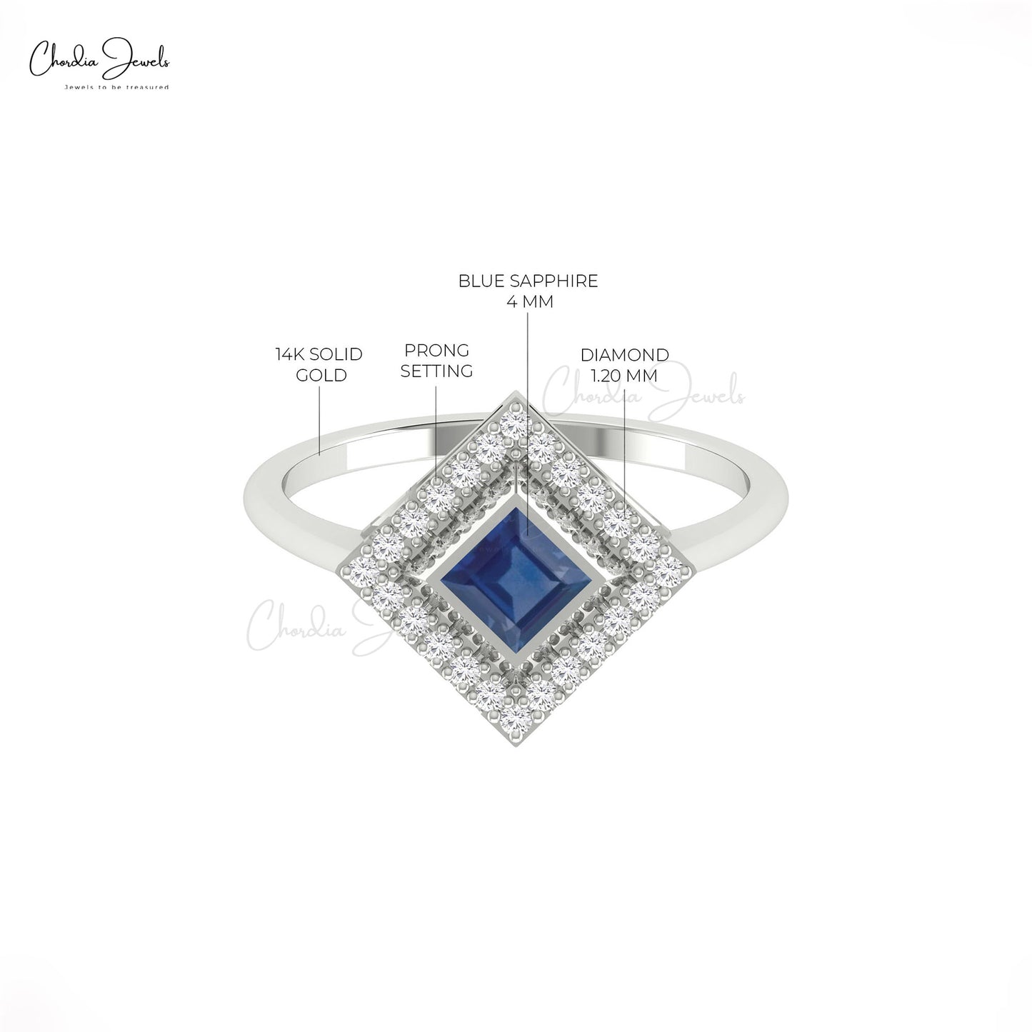 Genuine 0.48ct Blue Sapphire Fine Stone Ring 14k Solid Gold Diamond Halo Ring For Women