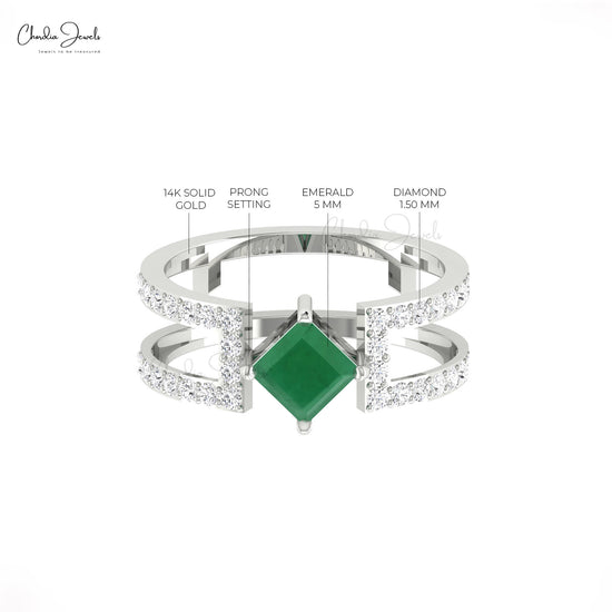 Adorn your fingers with this modern emerald ring.